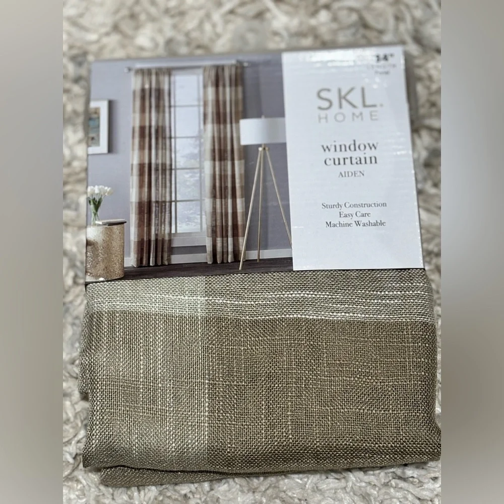 SKL Home by Saturday Knight Ltd. Aiden 84 Inch Curtain Panel in Taupe Plaid